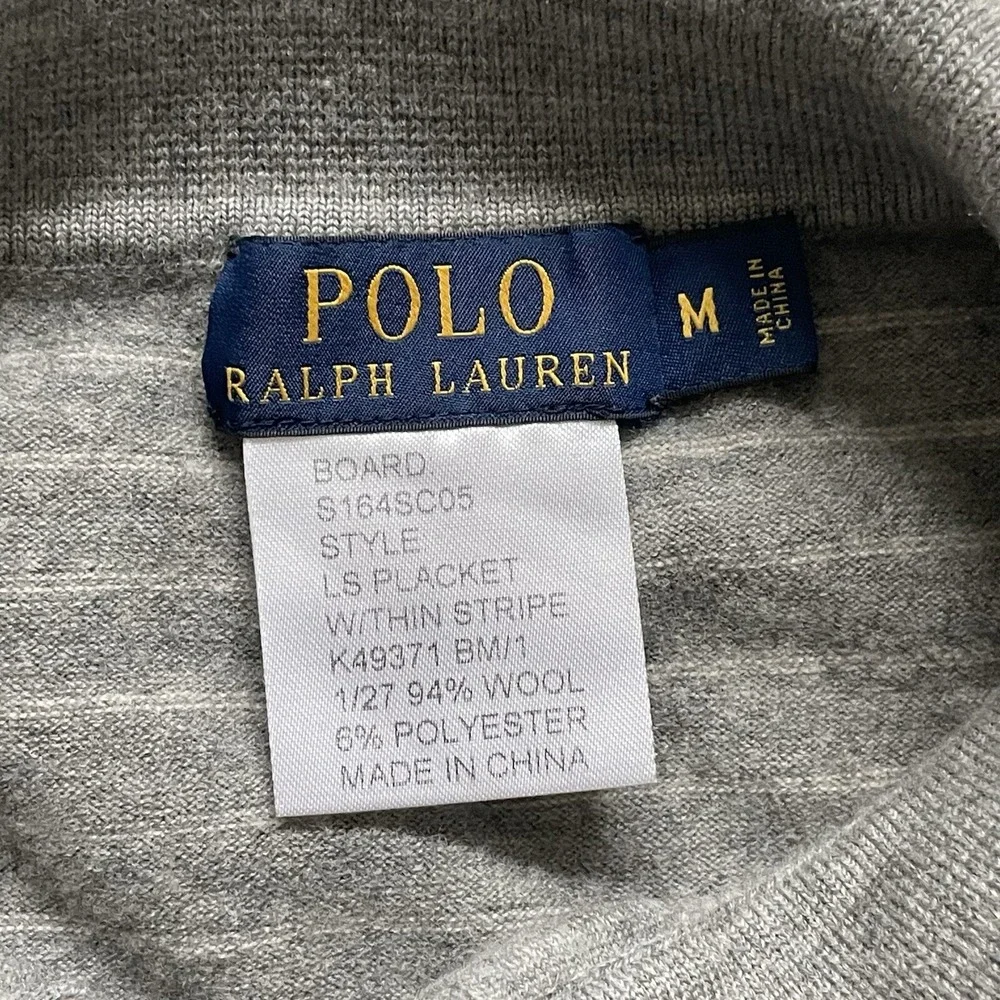 Polo Ralph Lauren Long Sleeve Polo 94% Wool Blend Striped Golf Size M